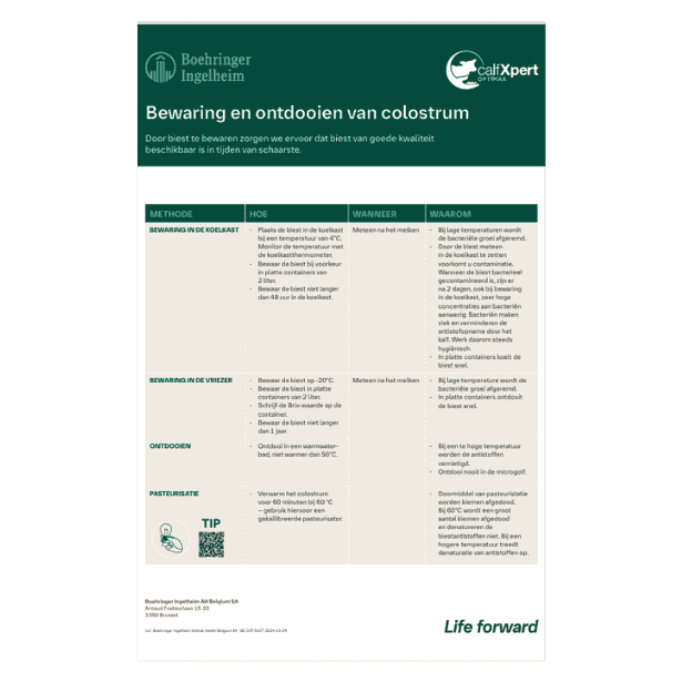 Factsheet hoe bewaar ik colostrum